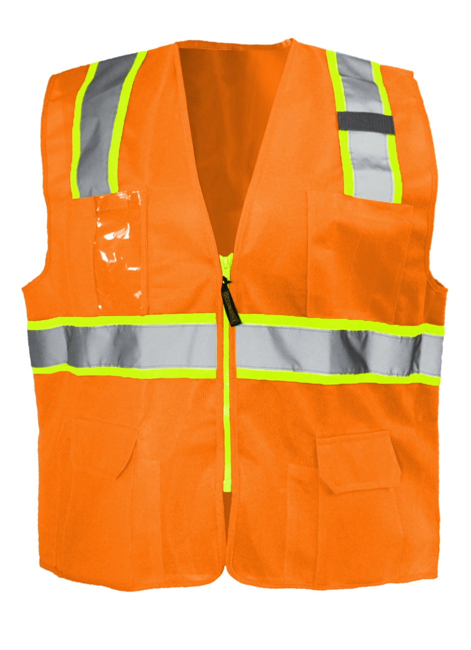 SOLID TWO-TONE SURVEYOR VEST CLASS 2 ORG - Hi-Vis Apparel